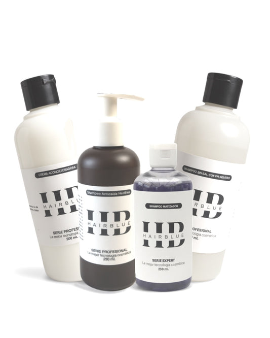 Shampoo Anticaída + Shampoo Matizador + Shampoo Sin Sal + Crema Acondicionadora